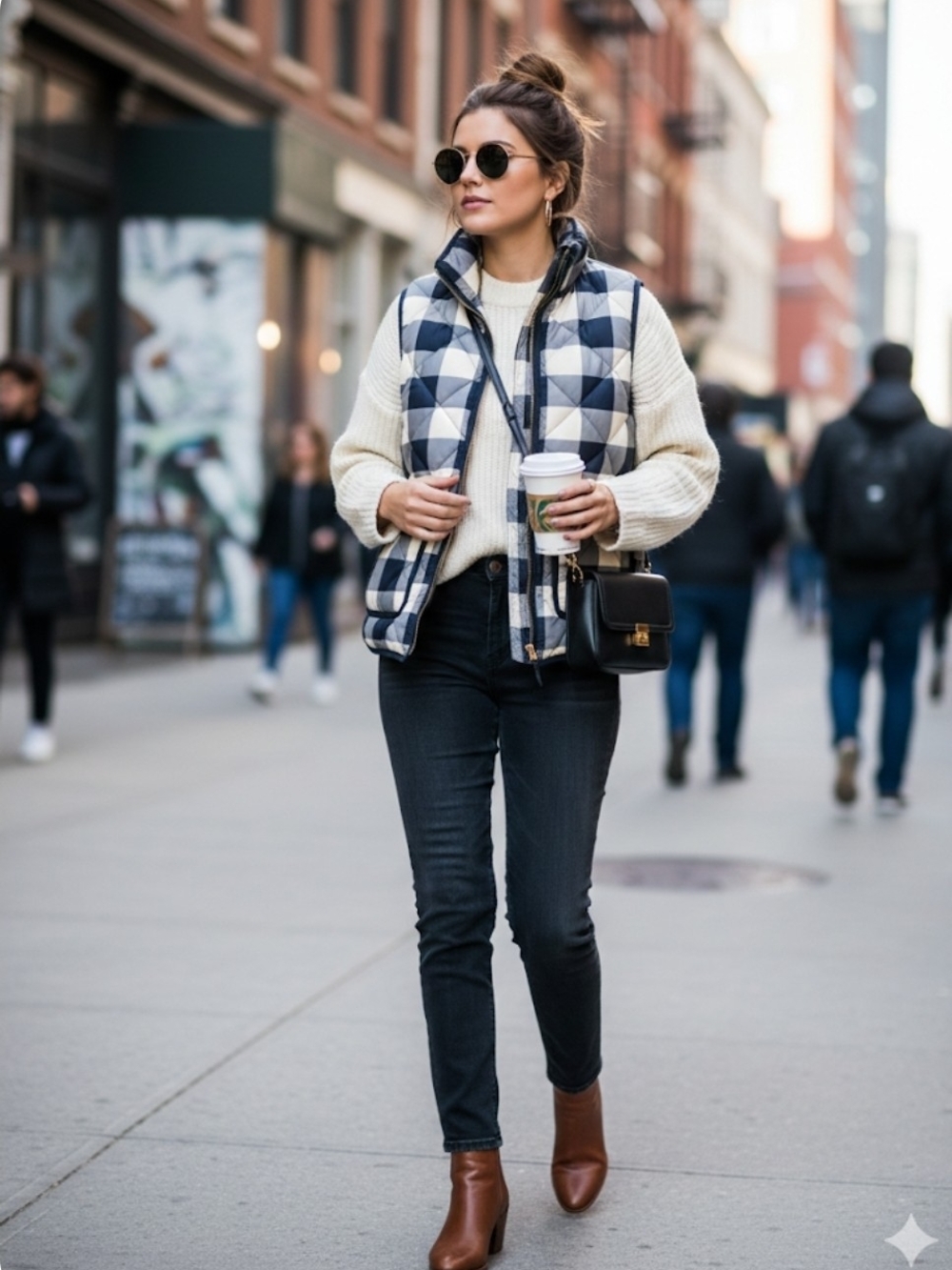 J Crew Plaid Puffer Vest With Pockets